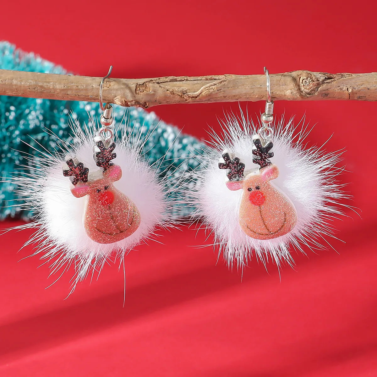 1 Pair Cute Santa Claus Bell Elk Arylic Drop Earrings