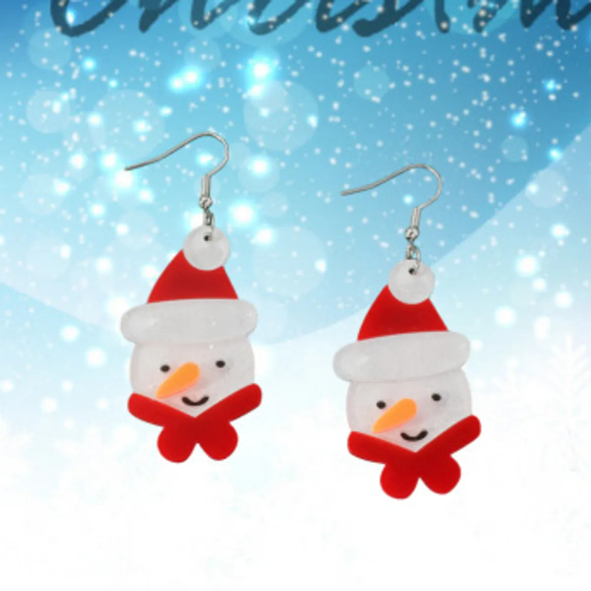 1 Pair Cute Santa Claus Christmas Socks Snowflake Arylic Drop Earrings