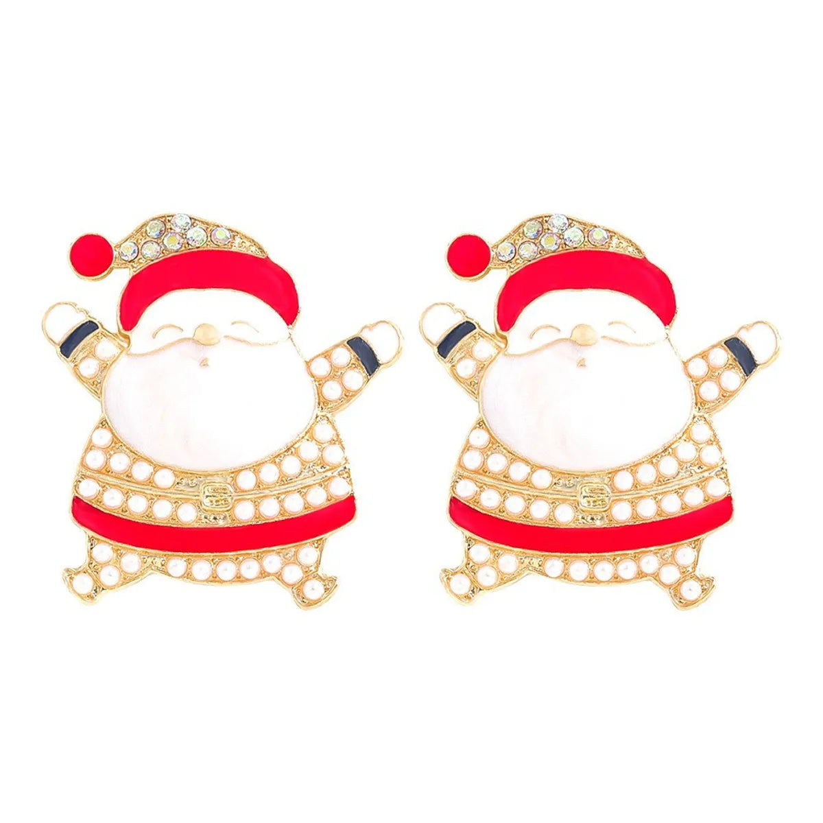 1 Pair Cute Santa Claus Crutch Elk Plating Alloy Ear Studs