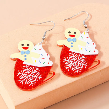 1 Pair Cute Santa Claus Snowman Zinc Alloy Drop Earrings