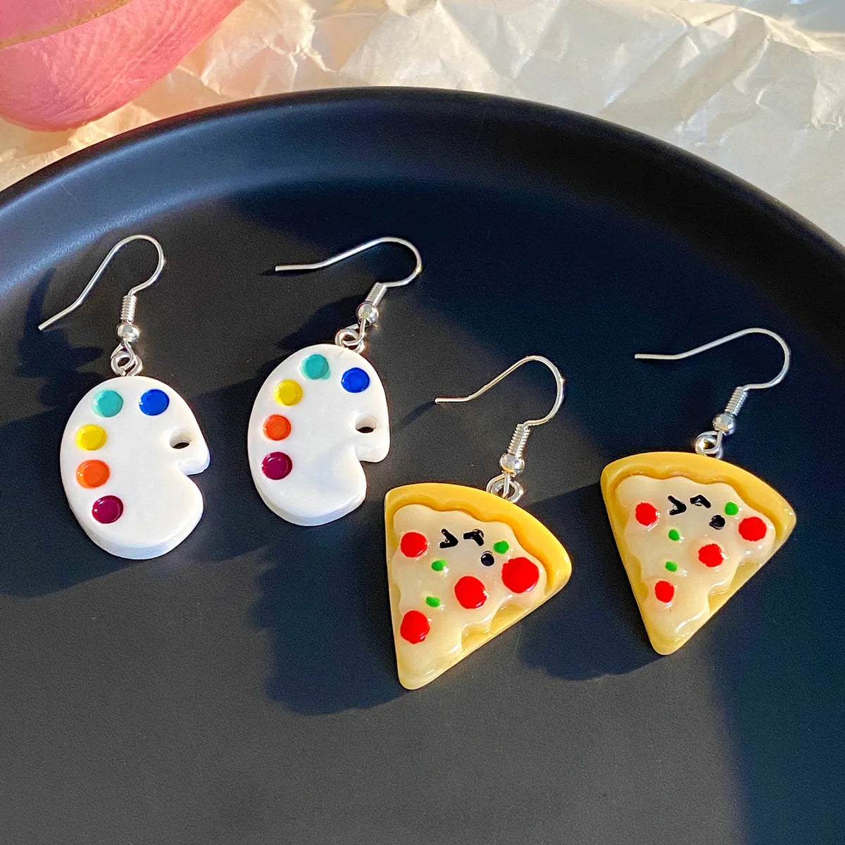 1 Pair Cute Saturday Plastic Resin Drop Earrings