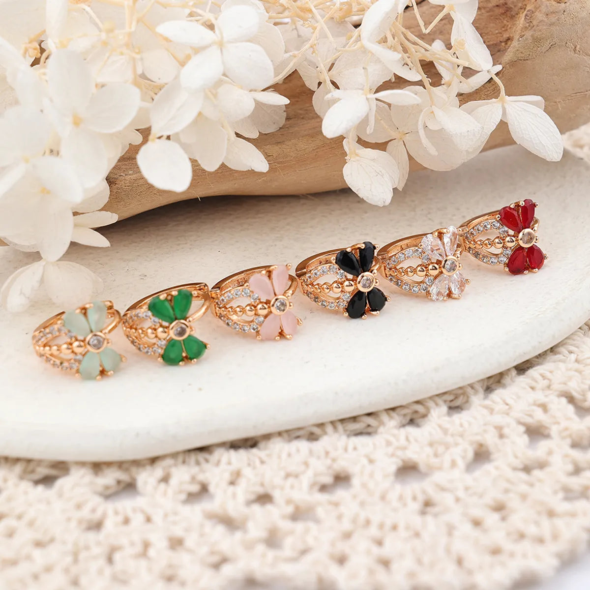 1 Pair Cute Shiny Butterfly Plating Inlay Copper Zircon Rose Gold Plated Ear Studs