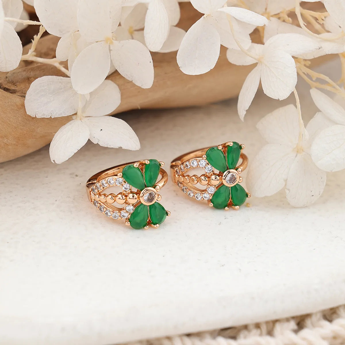 1 Pair Cute Shiny Butterfly Plating Inlay Copper Zircon Rose Gold Plated Ear Studs