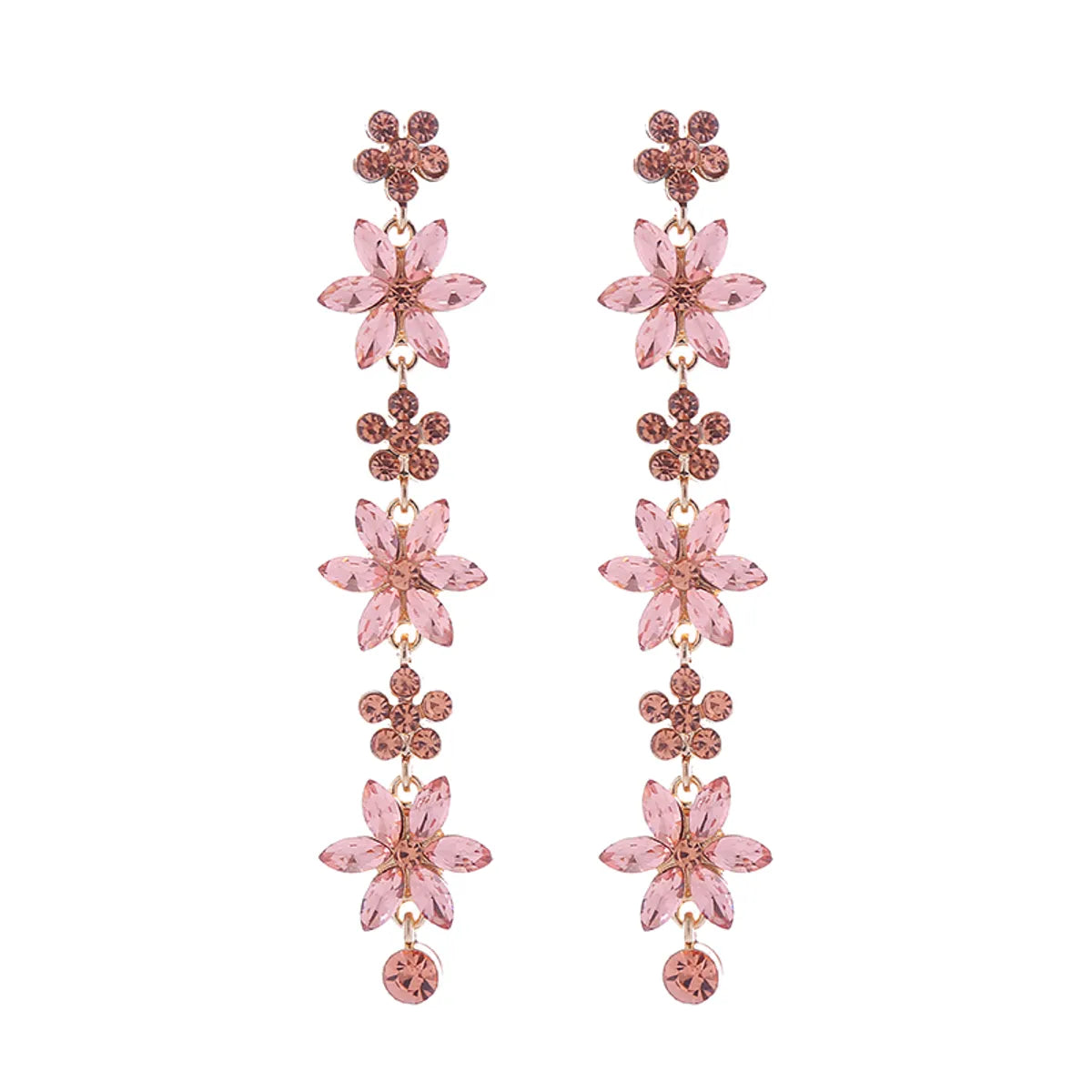 1 Pair Cute Shiny Flower Inlay Alloy Rhinestones Drop Earrings