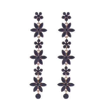 1 Pair Cute Shiny Flower Inlay Alloy Rhinestones Drop Earrings