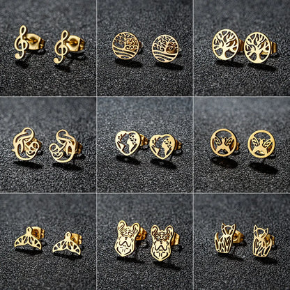 1 Pair Cute Simple Style Animal Notes Polishing 304 Stainless Steel 18K Gold Plated Ear Studs