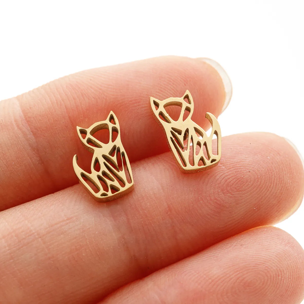 1 Pair Cute Simple Style Animal Notes Polishing 304 Stainless Steel 18K Gold Plated Ear Studs