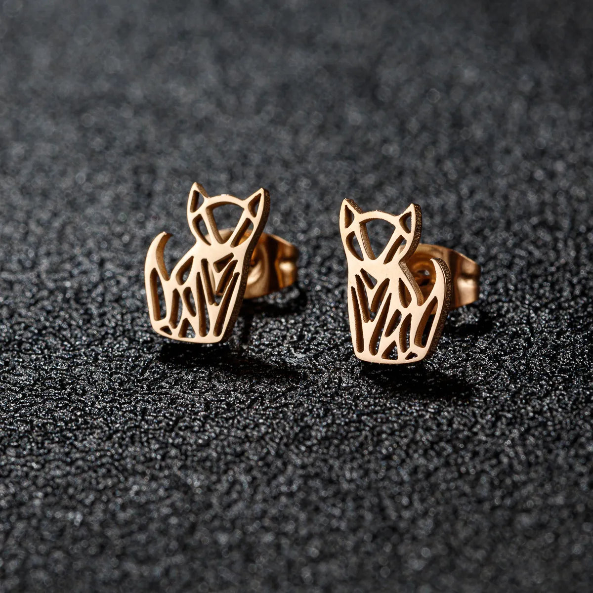 1 Pair Cute Simple Style Animal Notes Polishing 304 Stainless Steel 18K Gold Plated Ear Studs