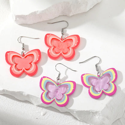 1 Pair Cute Simple Style Butterfly Arylic Alloy Resin Drop Earrings