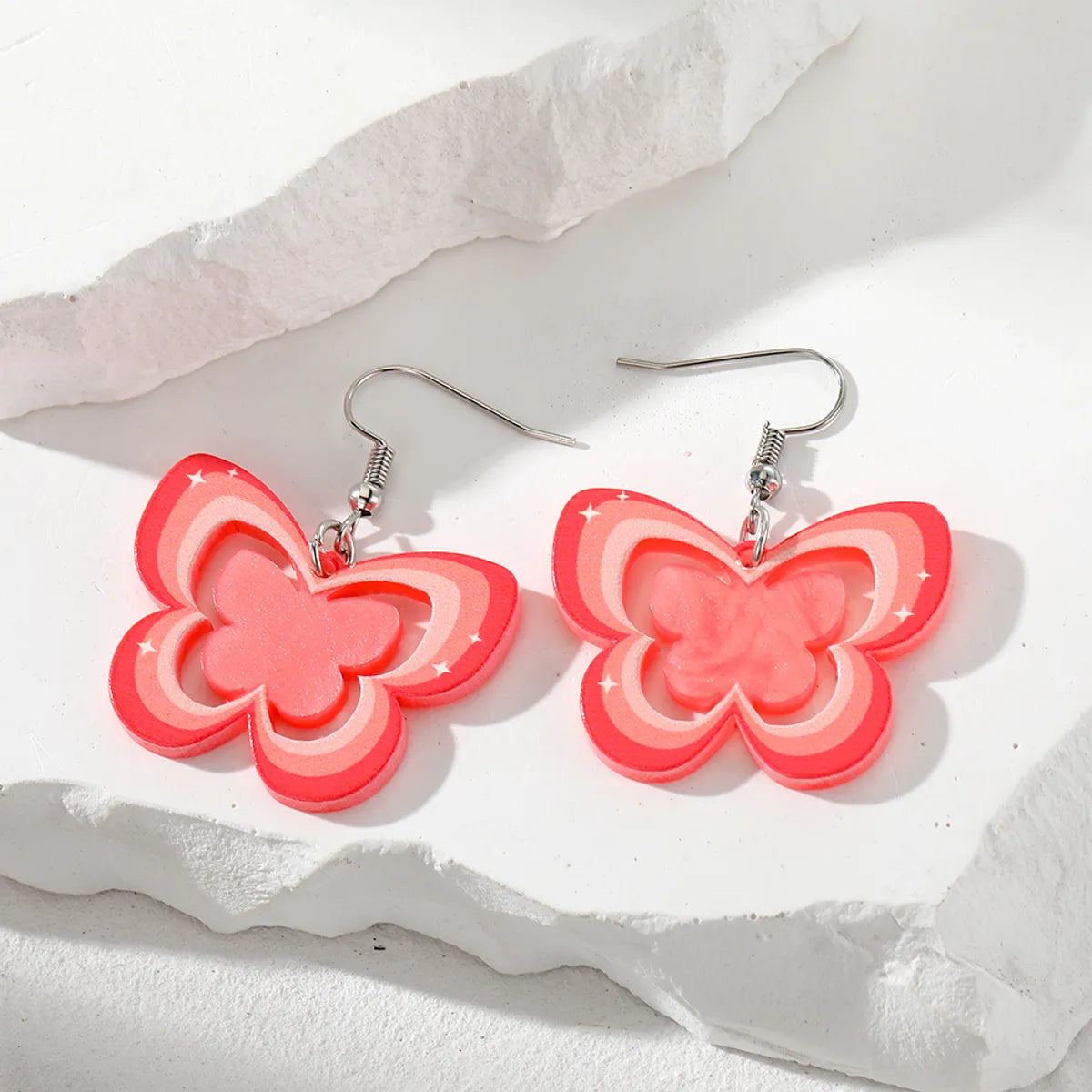 1 Pair Cute Simple Style Butterfly Arylic Alloy Resin Drop Earrings