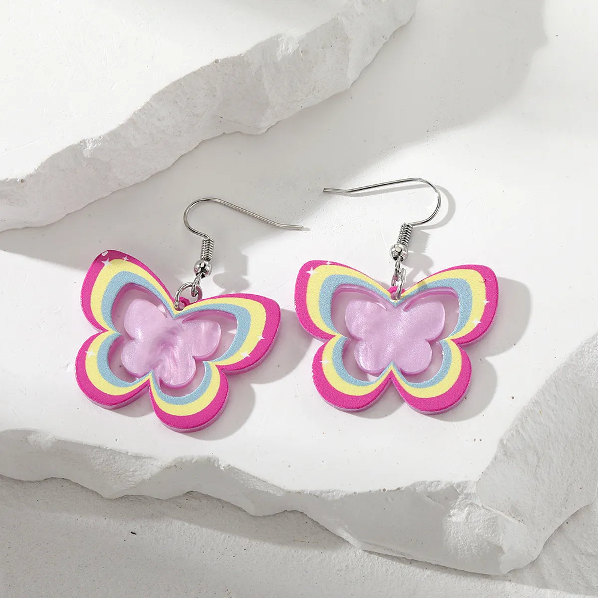 1 Pair Cute Simple Style Butterfly Arylic Alloy Resin Drop Earrings