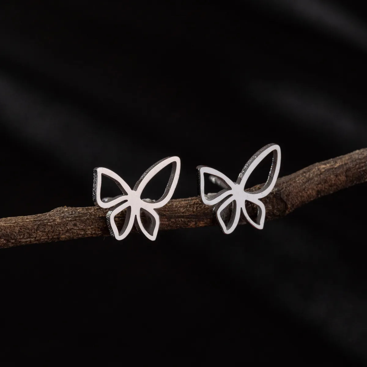 1 Pair Cute Simple Style Butterfly Polishing 304 Stainless Steel 18K Gold Plated Ear Studs