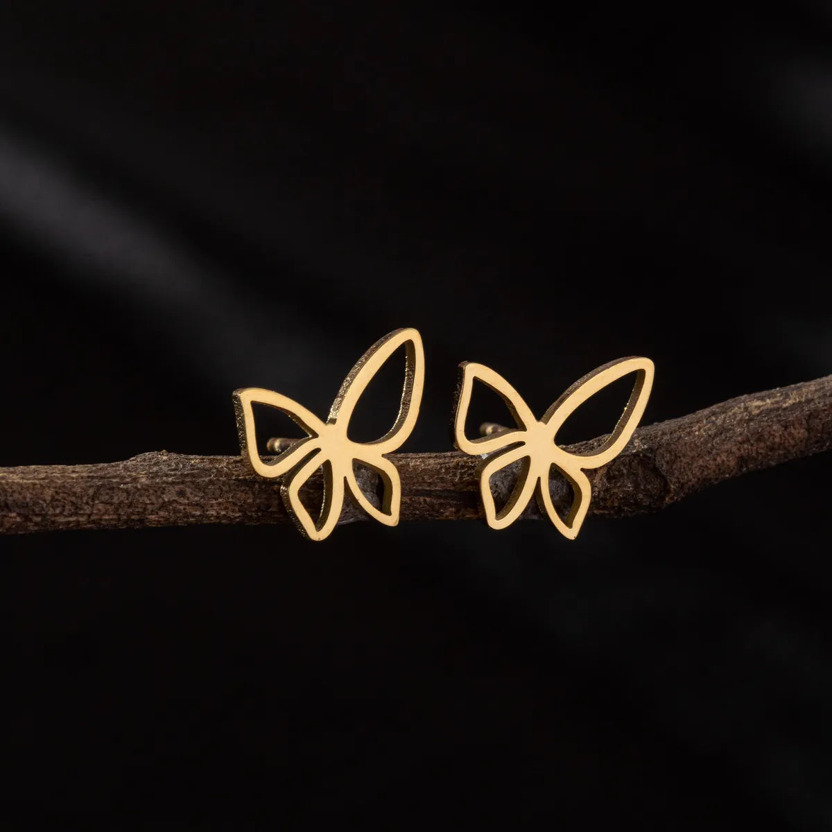 1 Pair Cute Simple Style Butterfly Polishing 304 Stainless Steel 18K Gold Plated Ear Studs