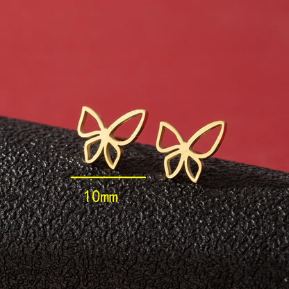 1 Pair Cute Simple Style Butterfly Polishing 304 Stainless Steel 18K Gold Plated Ear Studs