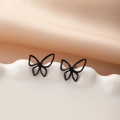 1 Pair Cute Simple Style Butterfly Polishing 304 Stainless Steel 18K Gold Plated Ear Studs