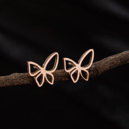 1 Pair Cute Simple Style Butterfly Polishing 304 Stainless Steel 18K Gold Plated Ear Studs