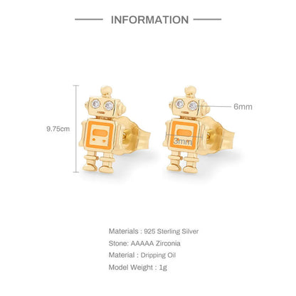 1 Pair Cute Simple Style Cartoon Plating Sterling Silver Zircon Ear Studs