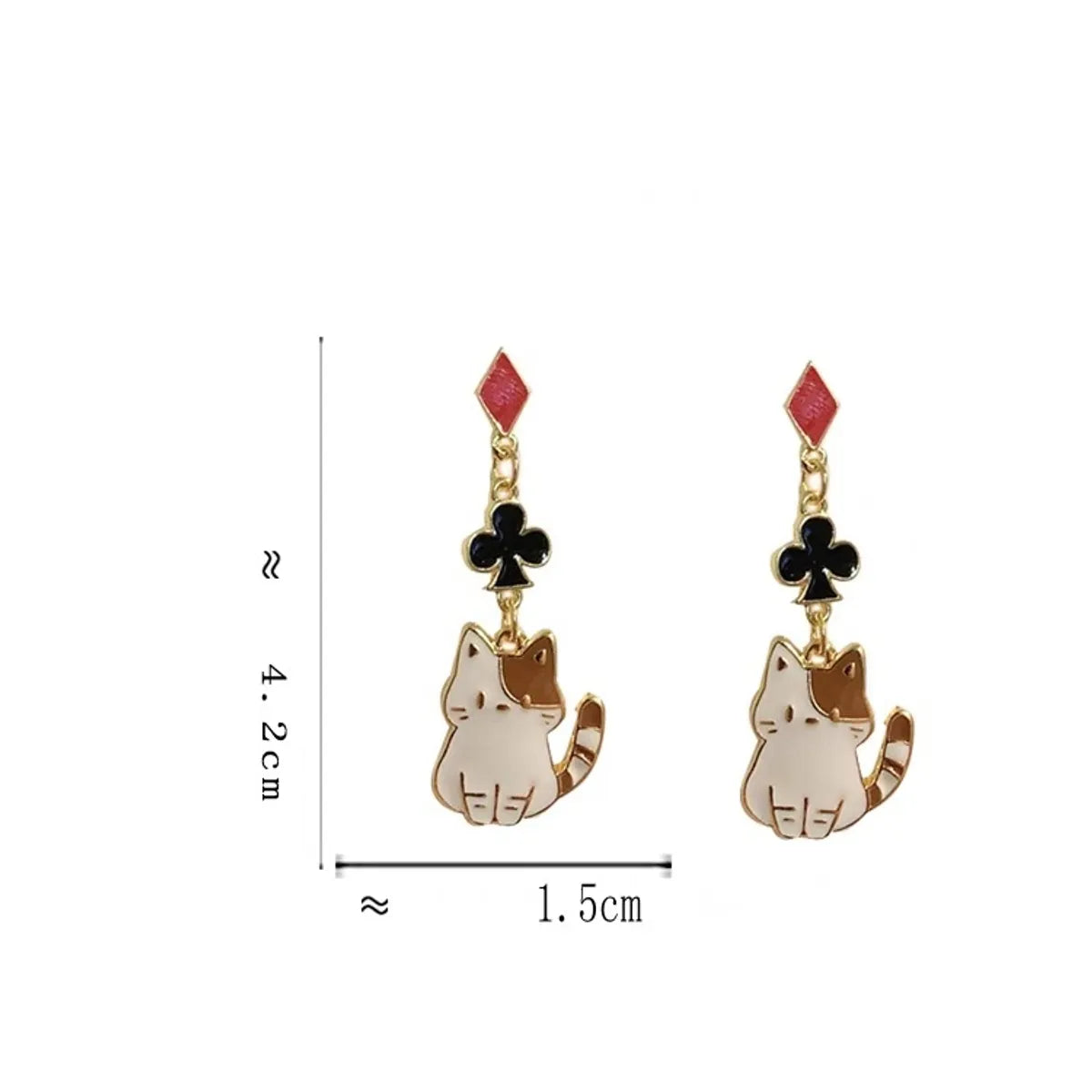 1 Pair Cute Simple Style Cat Enamel Plating Alloy Drop Earrings