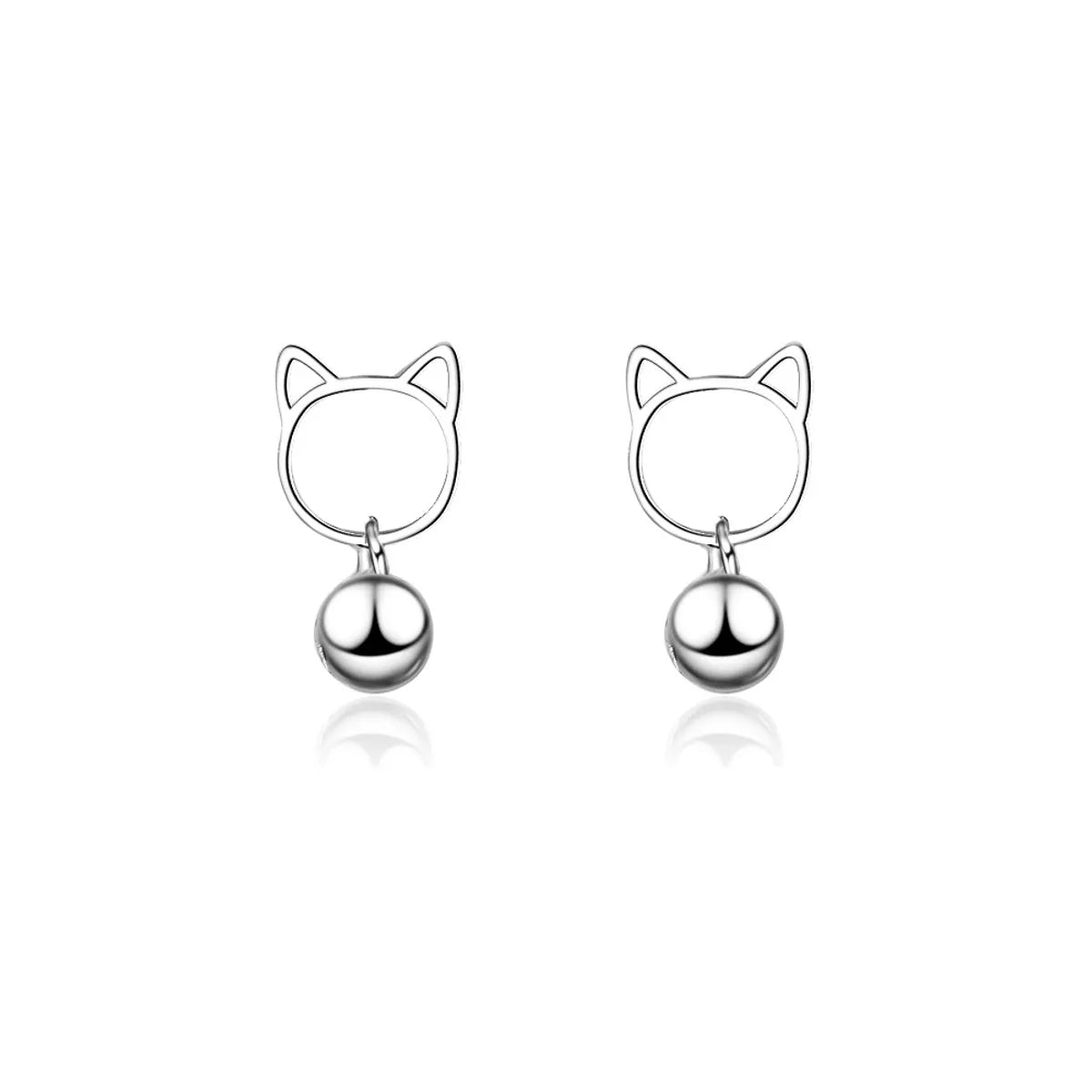 1 Pair Cute Simple Style Cat Plating Hollow Out Copper White Gold Plated Drop Earrings