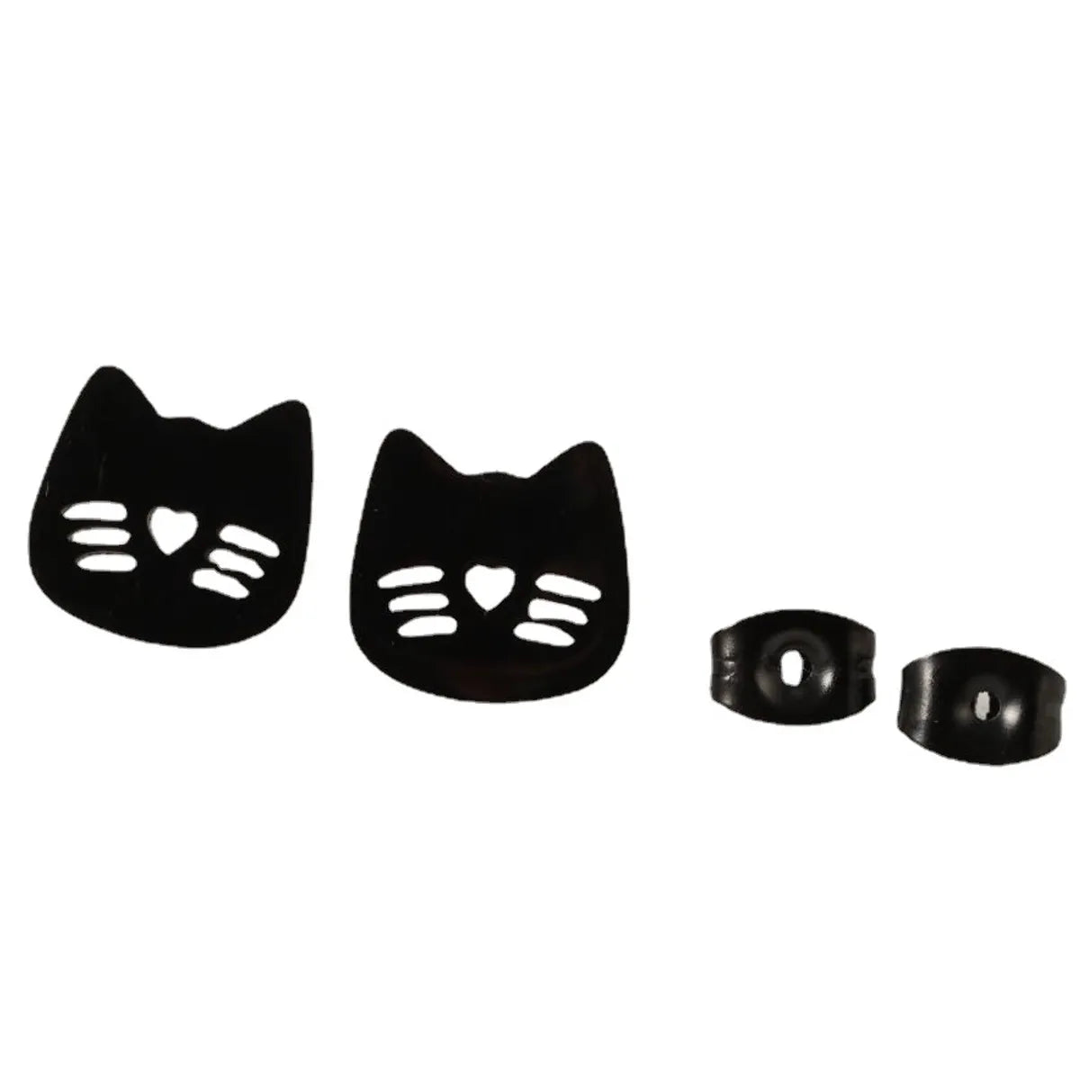 1 Pair Cute Simple Style Cat Plating Hollow Out Stainless Steel Ear Studs