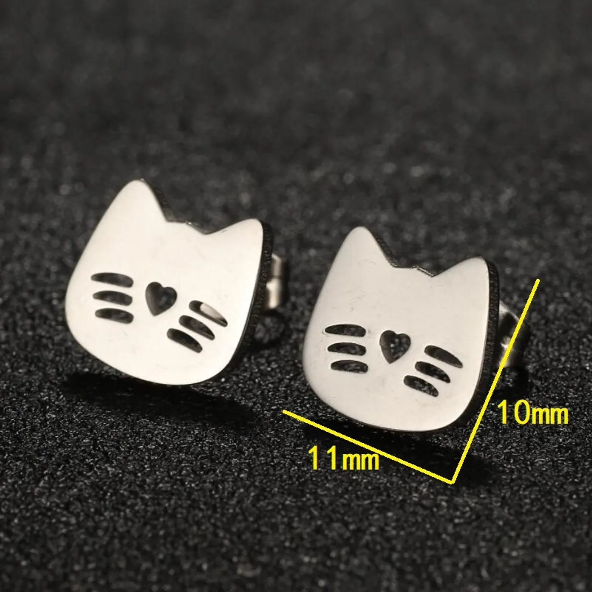 1 Pair Cute Simple Style Cat Plating Hollow Out Stainless Steel Ear Studs