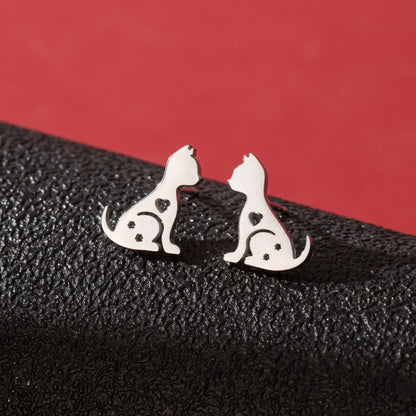 1 Pair Cute Simple Style Cat Polishing 304 Stainless Steel 18K Gold Plated Ear Studs