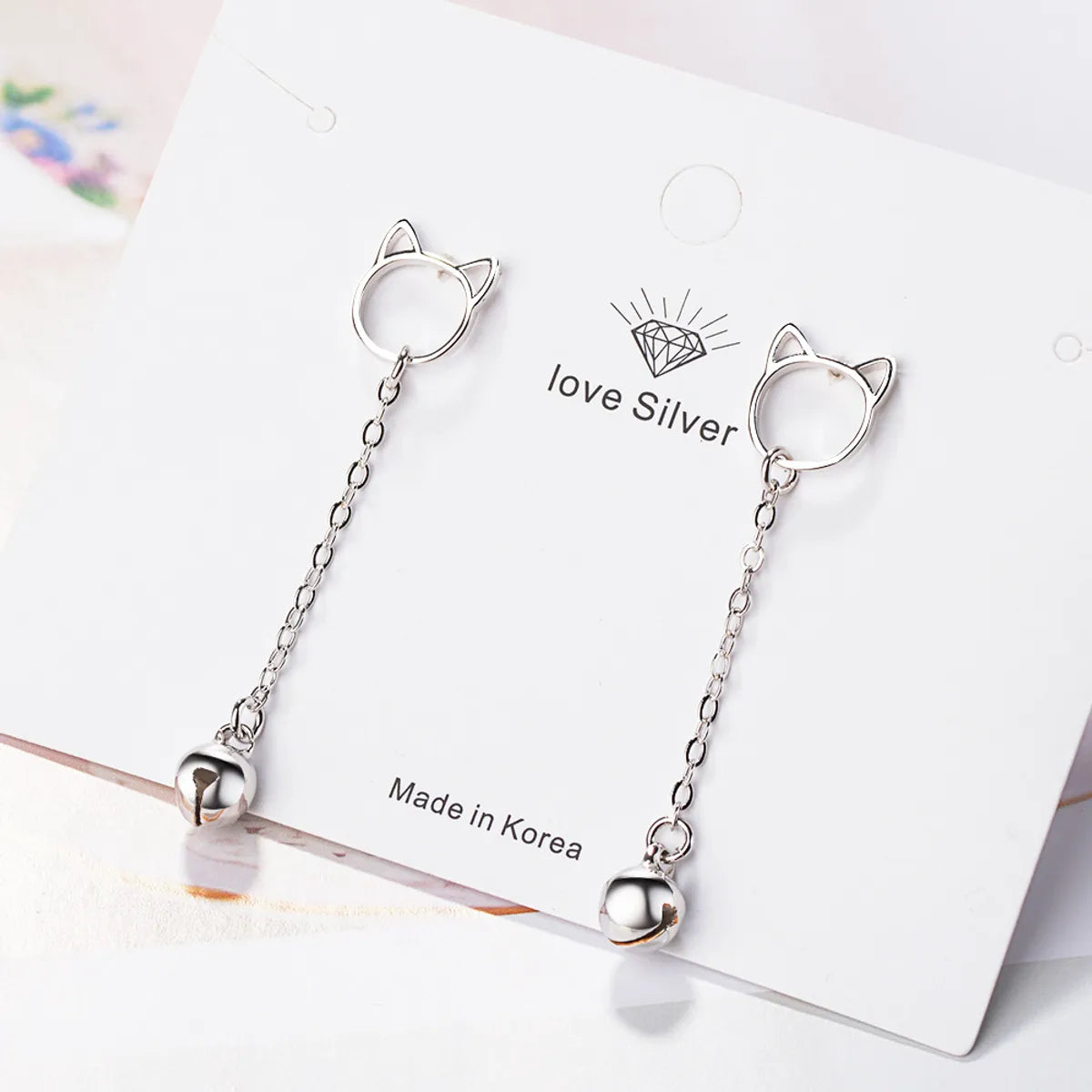 1 Pair Cute Simple Style Cat Tassel Plating Hollow Out Copper White Gold Plated Drop Earrings