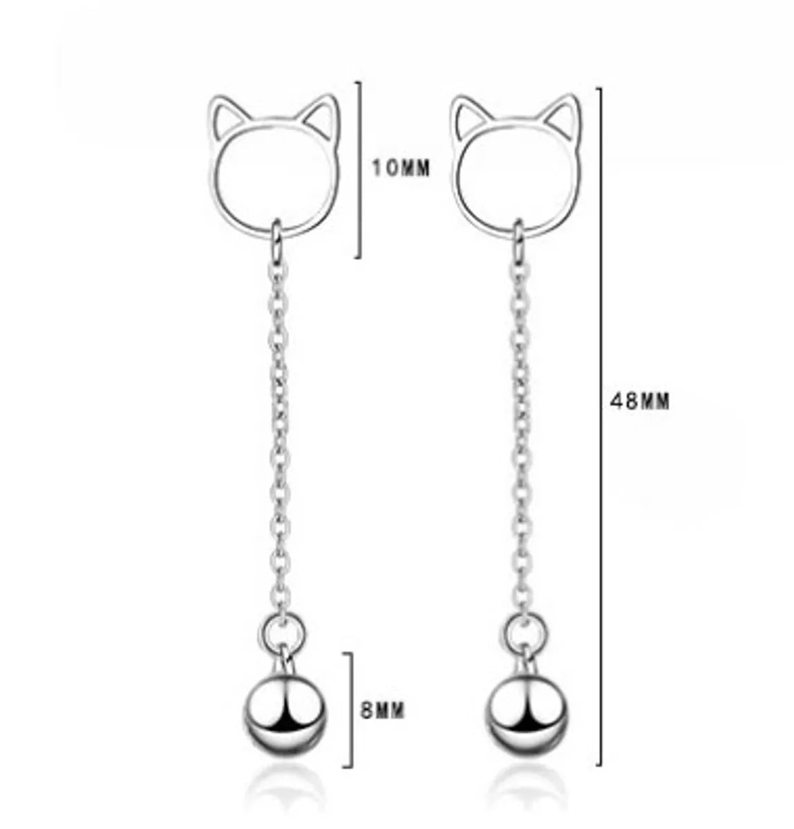 1 Pair Cute Simple Style Cat Tassel Plating Hollow Out Copper White Gold Plated Drop Earrings