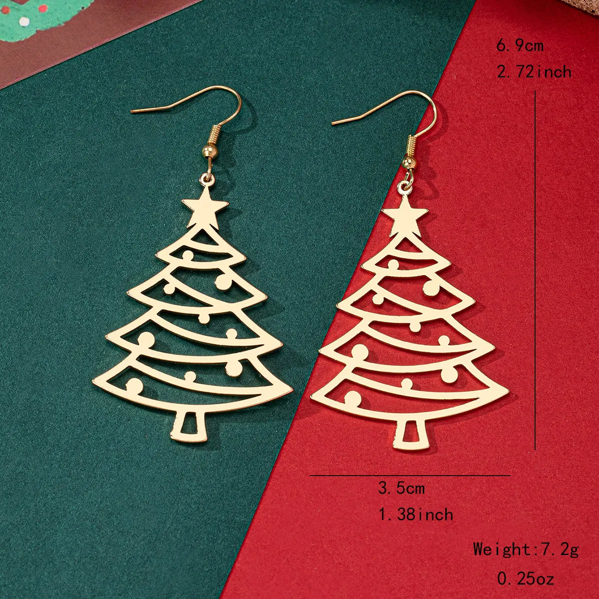 1 Pair Cute Simple Style Christmas Tree Iron Drop Earrings