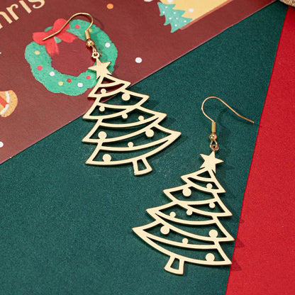 1 Pair Cute Simple Style Christmas Tree Iron Drop Earrings