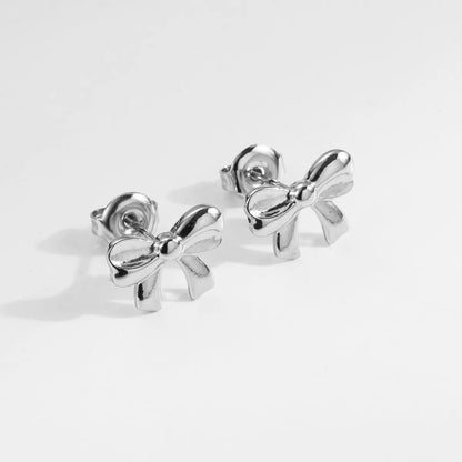 1 Pair Cute Simple Style Classic Style Bow Knot Plating Stainless Steel 18k Gold Plated Ear Studs