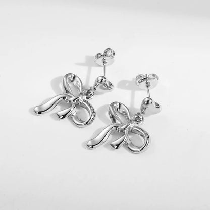 1 Pair Cute Simple Style Classic Style Bow Knot Plating Stainless Steel 18k Gold Plated Ear Studs