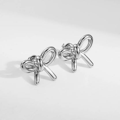 1 Pair Cute Simple Style Classic Style Bow Knot Plating Stainless Steel 18k Gold Plated Ear Studs