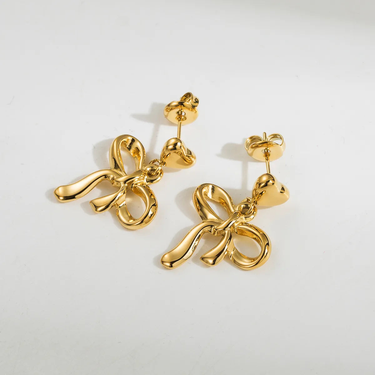 1 Pair Cute Simple Style Classic Style Bow Knot Plating Stainless Steel 18k Gold Plated Ear Studs