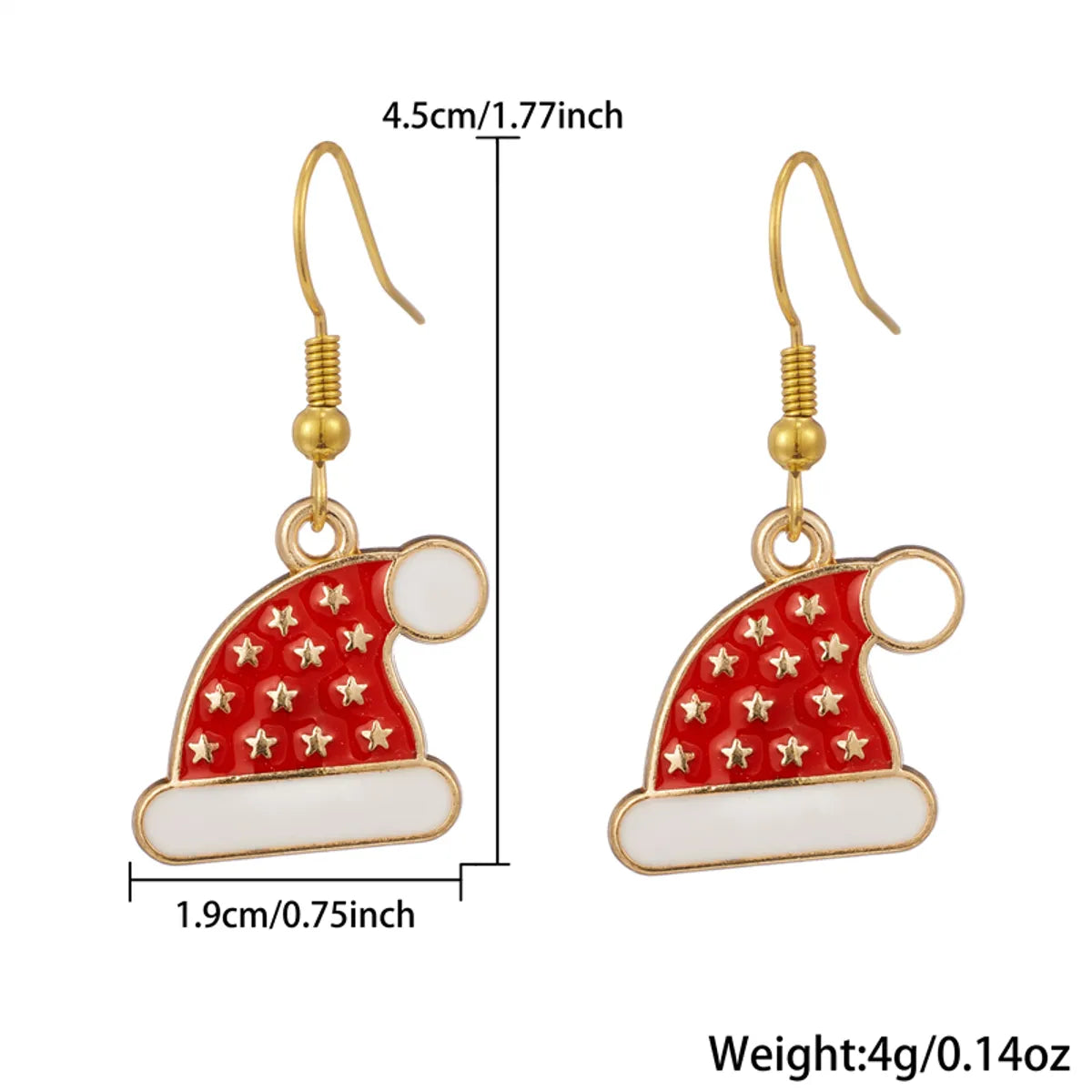 1 Pair Cute Simple Style Classic Style Christmas Hat 304 Stainless Steel 18K Gold Plated Drop Earrings