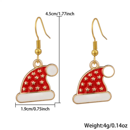 1 Pair Cute Simple Style Classic Style Christmas Hat 304 Stainless Steel 18K Gold Plated Drop Earrings