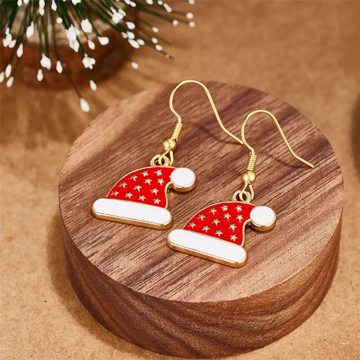 1 Pair Cute Simple Style Classic Style Christmas Hat 304 Stainless Steel 18K Gold Plated Drop Earrings