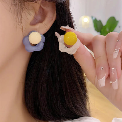 1 Pair Cute Simple Style Classic Style Flower Resin Ear Studs