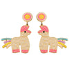 1 Pair Cute Simple Style Classic Style Horse Inlay Alloy Seed Bead K Gold Plated Drop Earrings