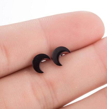 1 Pair Cute Simple Style Classic Style Moon Stainless Steel 18k Gold Plated Ear Studs