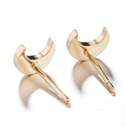 1 Pair Cute Simple Style Classic Style Moon Stainless Steel 18k Gold Plated Ear Studs