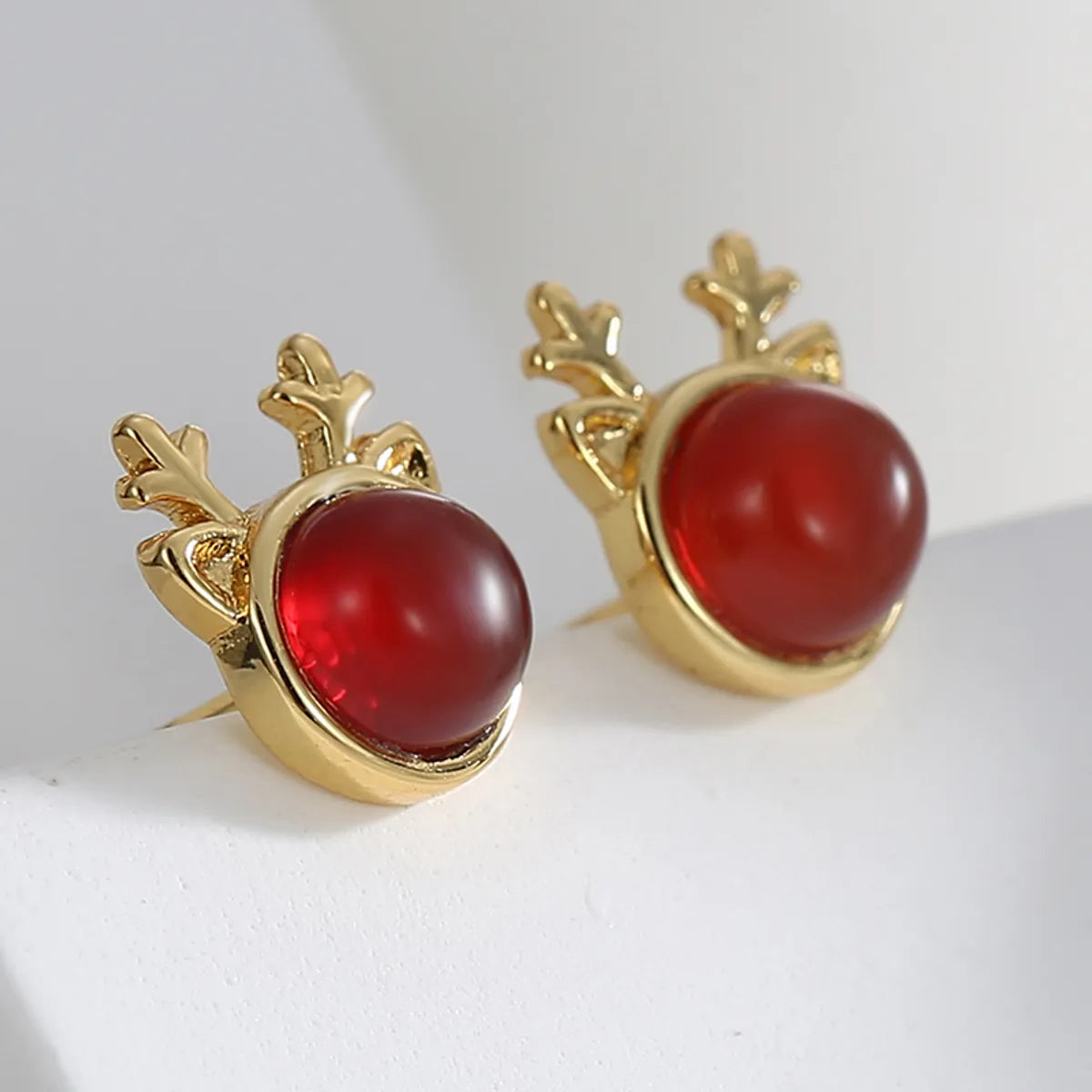 1 Pair Cute Simple Style Classic Style Snowman Deer Plating Inlay Copper Agate Zircon 18k Gold Plated Ear Studs