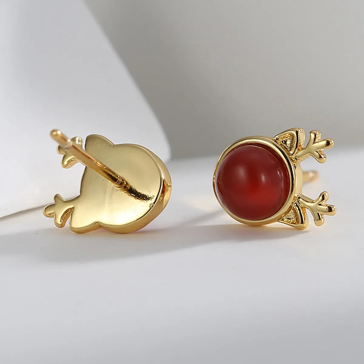 1 Pair Cute Simple Style Classic Style Snowman Deer Plating Inlay Copper Agate Zircon 18k Gold Plated Ear Studs