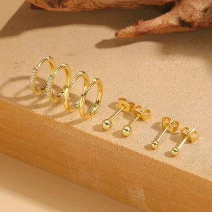 1 Pair Cute Simple Style Commute Solid Color Polishing Plating Inlay Copper Zircon 14k Gold Plated Ear Studs