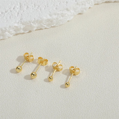 1 Pair Cute Simple Style Commute Solid Color Polishing Plating Inlay Copper Zircon 14k Gold Plated Ear Studs