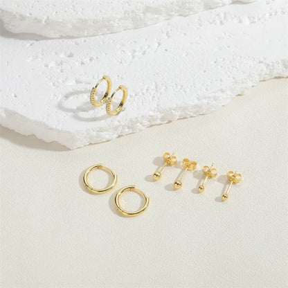 1 Pair Cute Simple Style Commute Solid Color Polishing Plating Inlay Copper Zircon 14k Gold Plated Ear Studs