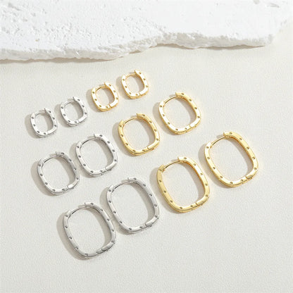 1 Pair Cute Simple Style Commute Square Plating Inlay Copper Zircon 14k Gold Plated White Gold Plated Hoop Earrings