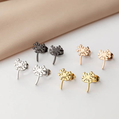 1 Pair Cute Simple Style Dandelion Polishing 304 Stainless Steel 18K Gold Plated Ear Studs