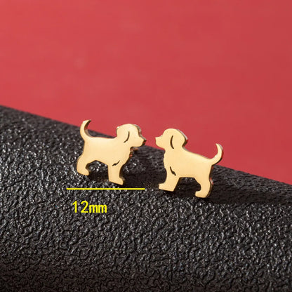 1 Pair Cute Simple Style Dog Cat Irregular Polishing Plating 304 Stainless Steel 18K Gold Plated Ear Studs