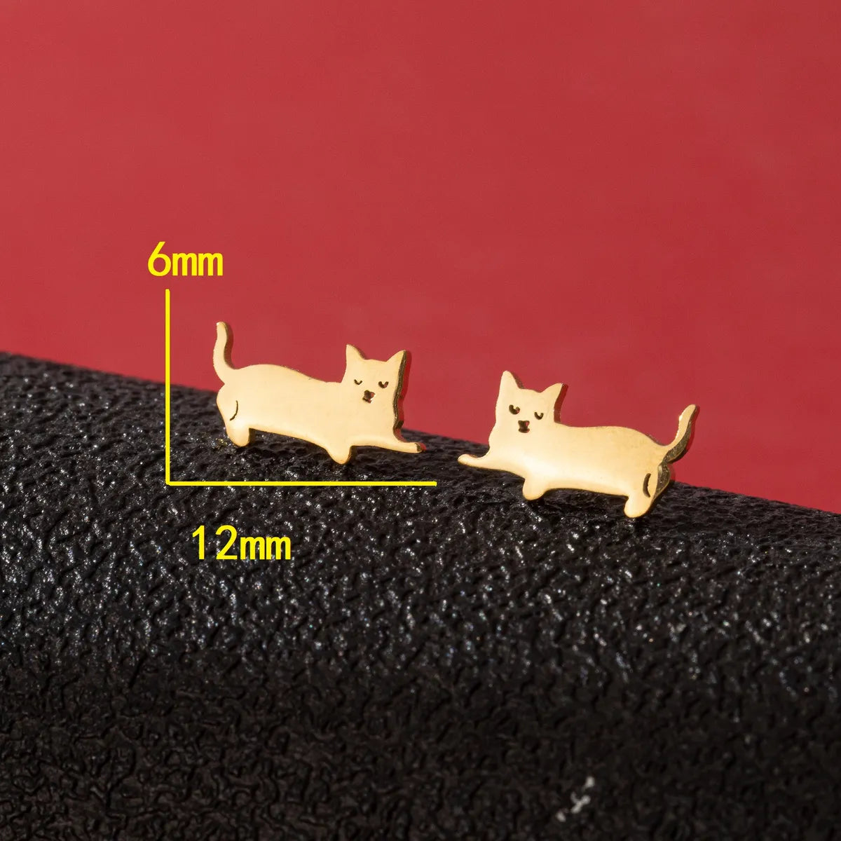 1 Pair Cute Simple Style Dog Cat Irregular Polishing Plating 304 Stainless Steel 18K Gold Plated Ear Studs